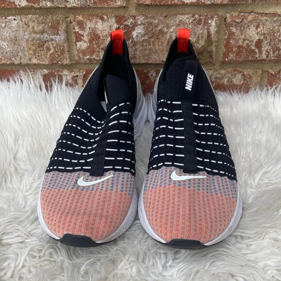 Size 10.5 - Nike React Phantom Run Flyknit 2 Black Team Orange - Picture 3 of 9